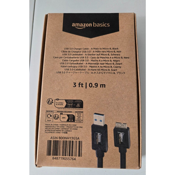 Amazon Basics Micro USB to USB-A 3.0 Charger Cable, 4.8Gbps High-Speed with Gold - Picture 1 of 3